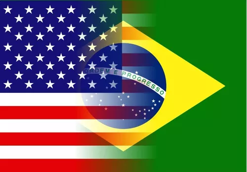 Imagem da bandeira do Brasil e EUA